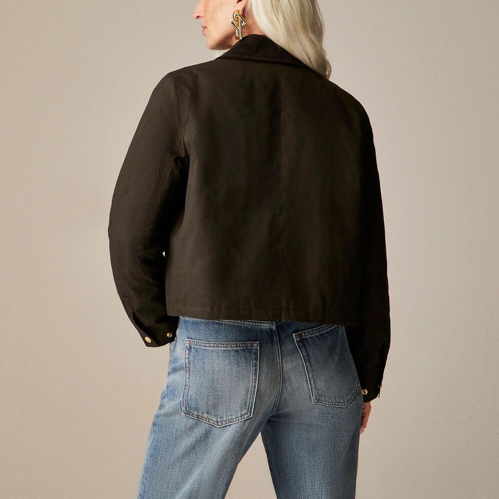 NWT J.Crew Womens Short Barn Jacket in Mossy Brown English Ripstop Cotton Medium - Picture 4 of 15